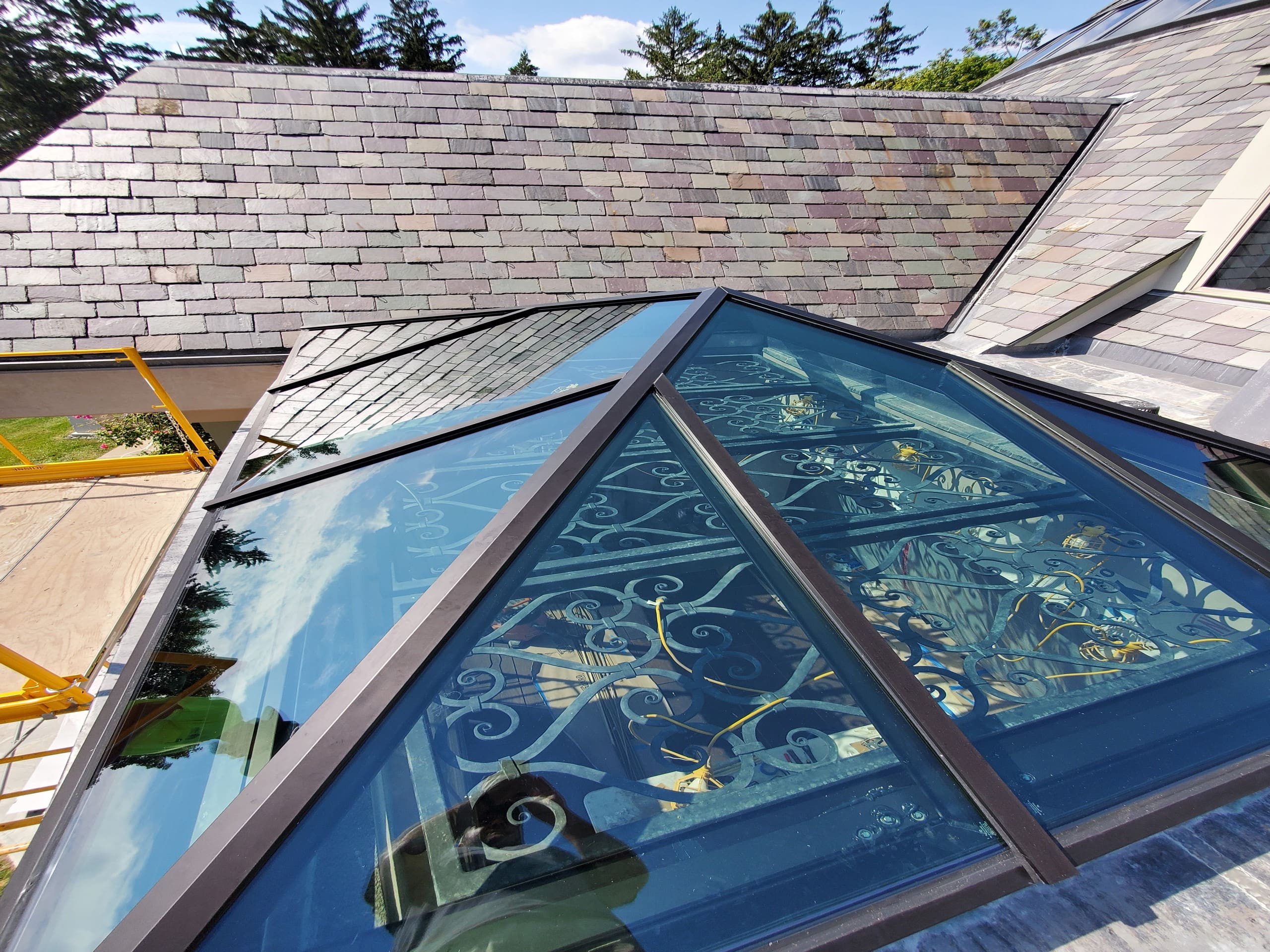 glass and brick roof