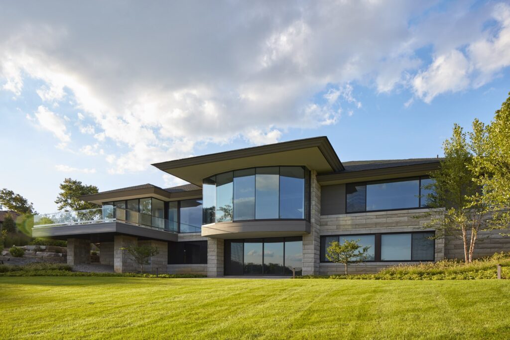 big house with glass wall