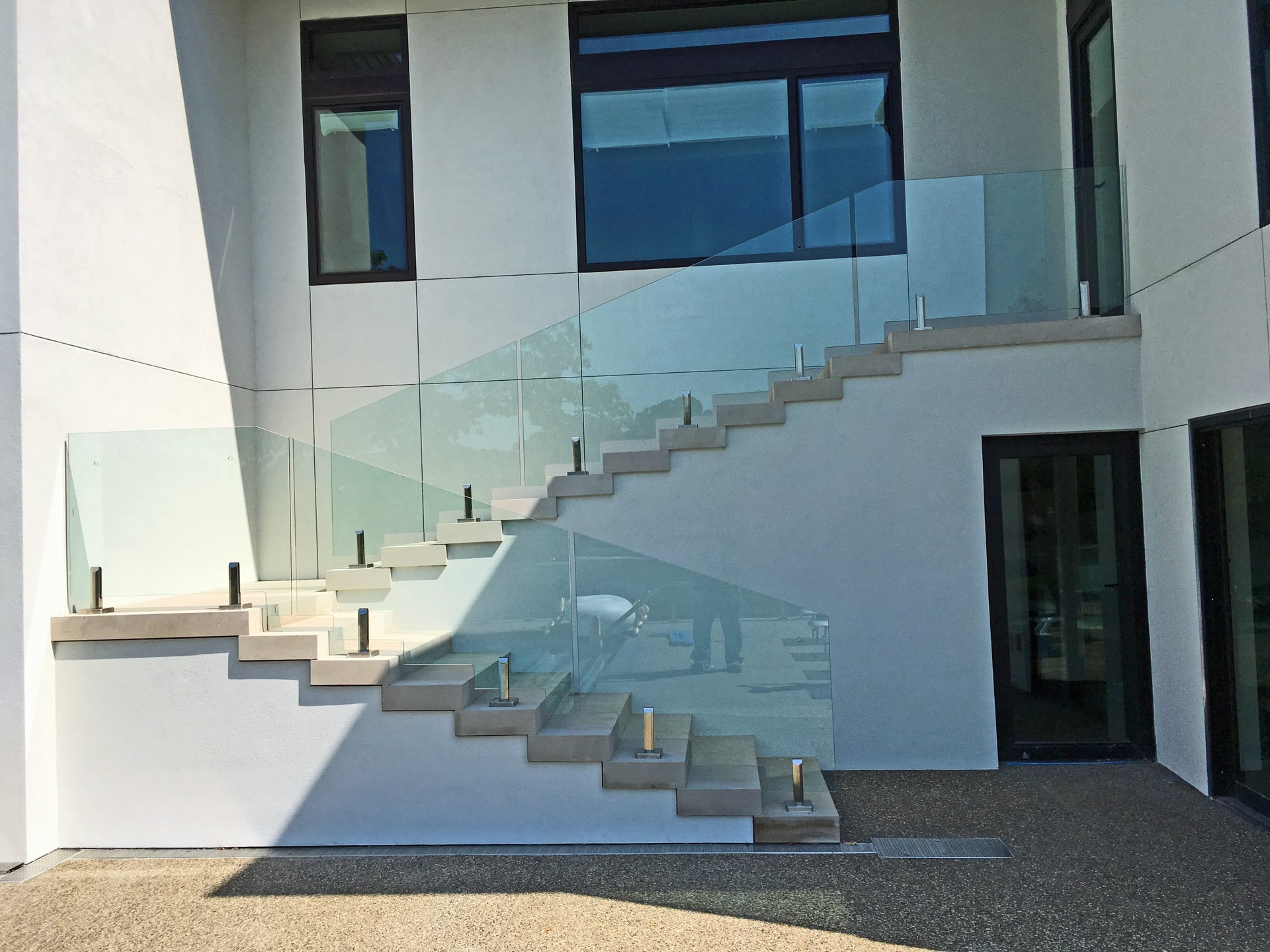 glass outdoor staircase